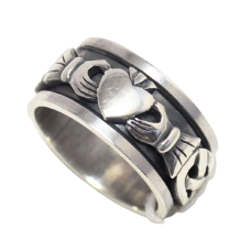 Heart Ring Silver Sterling 925 Jewelry Handmade Solid Rotating Band E236